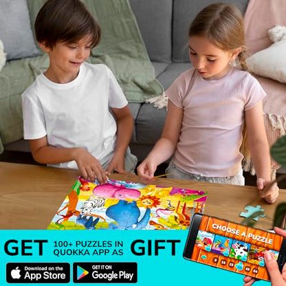 30 Piece Puzzles for Kids 3-5 - 4 Jigsaw Kids Puzzles Ages 2-4 | Animal Learning Jigsaw Puzzle for Kids 4-6 Years Old - Educational Toys for Toddlers Boys and Girls - color: Domestic & Wild Animals