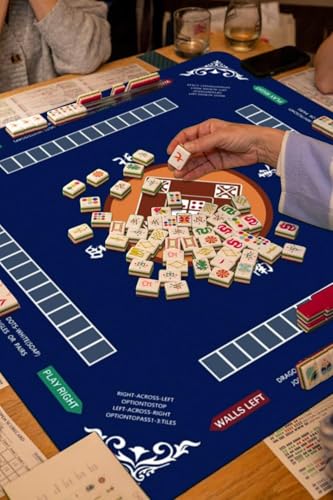 Mahjong Mat with Rule, 31.5x31.5Inch American Mahjongg Table Mat(Dark Blue) | Anti-Wrinkle&Foldable Neoprene Mahjongg Travel Mat for Table with Learning Rule, Anti-Slip Noise Reduction Includes Carry Bag - color: Dark Blue