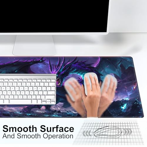 Patterned Gaming Playmat Compatible with MTG, Compact Card Game Mat with Stitched Edges, Natural Rubber Desk Pad with Transparent Drawstring Bag, 23.6 x 13.7 Inch, Dragon Purple Blue Glowin - color: Dragon Purple Blue Glowin, size: 24"X14" Regular
