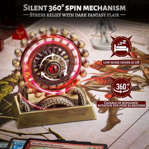 CZYY Ferris Wheel D20, Metal Fidget Spinner Dice for Tabletop RPG | Tentacle & Eye Design, Zinc Alloy, D20 Roulette Desk Gadget, Velvet Pouch, Gift for Dungeon Master & Fantasy Fans, Bronze - color: Bronze