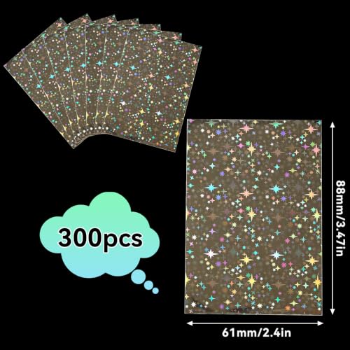 HFATMOS 300 Pcs Photocard Sleeves Laser Flashing Holographic Card Protector | Dustproof Card Sleeves for Mini Photos Credit Name Trading Cards Album Photo Cards, Little Stars Pattern - color: Little Stars Pattern