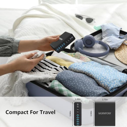 320W USB C Charger Block, 10-Port GaN USB C Charging Station Black | PD 65W Laptop Fast Charger Adapter for MacBook Pro/Air, DELL, iPad, iPhone, Samsung Galaxy - color: Black