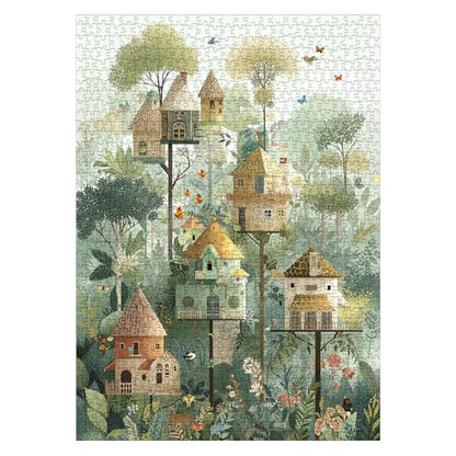 Fantasy Treehouse Puzzle for Adults 1000 Pieces, Whimsical Tree Jigsaw Puzzle, Plant Flower Floral Challenging Puzzle