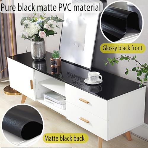 Black Plastic Table Cover Protector,1.5 mm PVC Tablecloth 25x37Inch Waterproof Desk Cover Protector Non-Slip Table Pad for Kitchen,Dresser,Gaming Desk,Dining Room Tables Anti-Scratch - size: 25x37 Inch