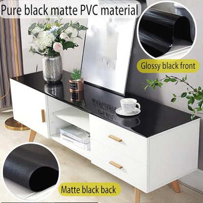 Black Plastic Table Cover Protector,1.5 mm PVC Tablecloth 25x37Inch Waterproof Desk Cover Protector Non-Slip Table Pad for Kitchen,Dresser,Gaming Desk,Dining Room Tables Anti-Scratch - size: 25x37 Inch