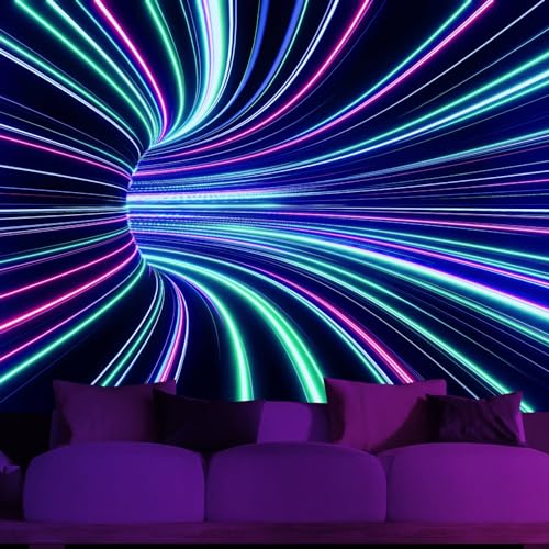 Blacklight 3D Wall Decor Tapestry for Gamer Bedroom Gaming Room, 3D Illusion Glow in The Dark Wall Hanging Backdrop for Men Guys Game Room Cinema, UV Reactive 3D Poster for Living Room Dorm (51"X60") - color: V-Blacklight 3D Tapestry, size: 60"L x 51"W