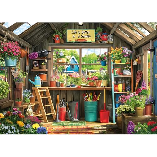 Puzzles for Adults 1000 Pieces, Charming Potting Shed - Garden Shed Jigsaw Puzzle for Family Decoration, Gifts, Party Game, Finished Size 27.5" x 19.7" - color: Colorful-charming Potting Shed, size: 27.5" X 19.7"