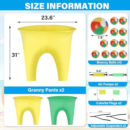 24Pcs Granny Pants Yard Game Funny Field Day Outdoor Games for Adults Kids and Family Gaint Pant Set for Brithday Party Tossing Games Activities for Groups - size: 2 Small