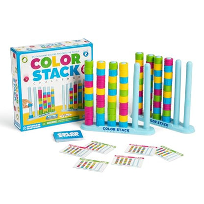 Color Stack Challenge by Relatable – A Fast-Paced Color Matching Puzzle Game for Fun Parties and Family Game Night. Includes 2 Stack Racks, 50 Challenge Cards, 80 Rings & Instructions - style: Color Stack