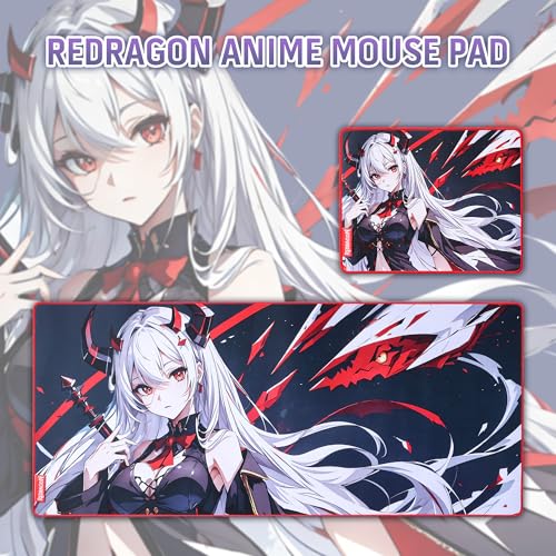 Redragon EISA P047S Anime Gaming Mouse Pad - Smooth Spandex Surface, Anti-Slip Rubber Base, Spill-Resistant, Durable 3mm Thick Design, 13 x 10 inches, Black - color: Black, size: 13L x 10W inches