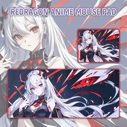 Redragon EISA P047S Anime Gaming Mouse Pad - Smooth Spandex Surface, Anti-Slip Rubber Base, Spill-Resistant, Durable 3mm Thick Design, 13 x 10 inches, Black - color: Black, size: 13L x 10W inches