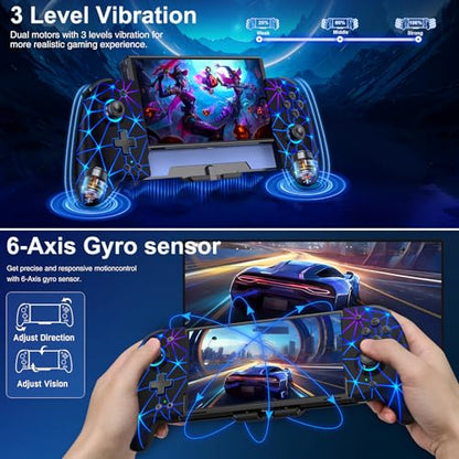NealGamefy Switch Controllers,Wireless Switch Pro Controller for Nintendo Switch/OLED Controller,Upgrade Full-Size Ergonomic One Piece Handheld Controller with Programmable,TURBO,Vibration - color: Black-stars