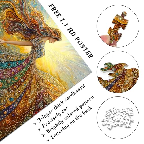 PICKFORU Gemstone Woman Puzzle for Adults 1000 Pieces，Beauty Elegant Lady Jigsaw Puzzle with Colorful Crystal Diamond, Impossible Difficult Hard Challenge for Adults Aesthetic Puzzle - style: Gemstone Woman Puzzle
