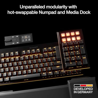be quiet! Dark Mount Mechanical Keyboard | Linear | Hot-Swappable Lubricated Silent Switches | Detachable Numpad and Media Dock | Programmable ARGB Keys | Quality PBT Double Shot Keycaps | BT001US - style: Dark Mount Linear