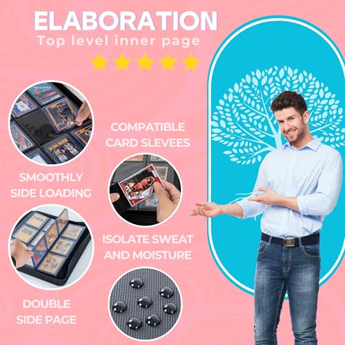 Top loader Binder - Holds 324+ Top Loaders for Cards, 9 Pocket Top Loader Binders with Sleeves for 3" x 4" Rigid Card Holders for Baseball, Football and other Cards (Pink) - color: Pink