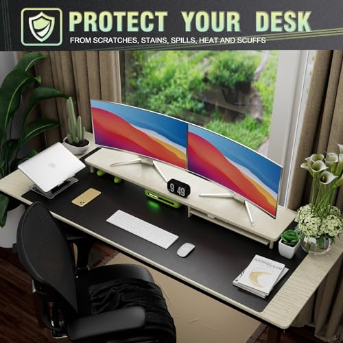 K KNODEL Large Office Leather Desk Mat, Mouse and Keyboard Pad, Computer and Laptop Mat, Desktop Protector and Cover, Writing Pad and Blotter (47.2"x23.6", Black) - color: Black, size: 47.2" x 23.6"