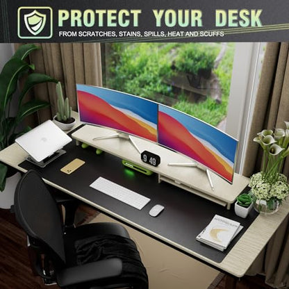 K KNODEL Large Office Leather Desk Mat, Mouse and Keyboard Pad, Computer and Laptop Mat, Desktop Protector and Cover, Writing Pad and Blotter (47.2"x23.6", Black) - color: Black, size: 47.2" x 23.6"