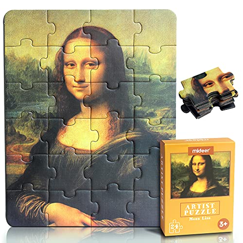 24 Pieces Da Vinci Mona Lisa Puzzle, Toddler Artist Puzzles for Kids Ages 3-5, 4-6 Easy-an Intellectual Decompression Entertainment Game and Preschool Educational Learning Toys - color: Mona Lisa-24p