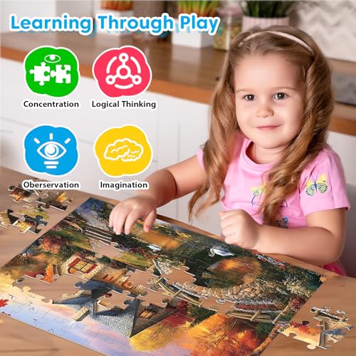 4-Pack 100 Piece Puzzles for Seniors Country Life Large Piece Puzzles for Seniors Puzzle Dementia Alzheimer's Products Activities for Elderly Adults Kids Puzzle for Kids Ages 6-8 8-10 - style: Country Life