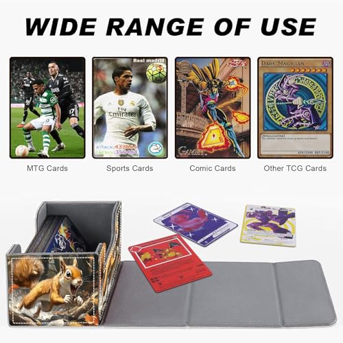 DEGDFSGR Card Game Storage Box TCG Deck Box MTG Card Box Organizer Trading Card Case Commander Deck Box TCG Card Storage Box Magnetic Closure Creative Pattern Up to 200 Cards, A Cute Brown Squirrel - color: A Cute Brown Squirrel