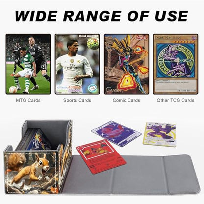 DEGDFSGR Card Game Storage Box TCG Deck Box MTG Card Box Organizer Trading Card Case Commander Deck Box TCG Card Storage Box Magnetic Closure Creative Pattern Up to 200 Cards, A Cute Brown Squirrel - color: A Cute Brown Squirrel