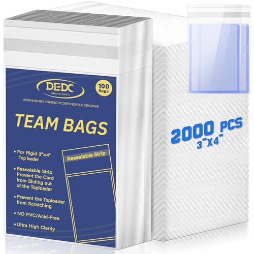 DEDC 2000 Pcs Card Sleeves Team Set Bags for Trading Cards，Team Bag Fit 3x4 Top Loaders for Trading Card Shipping Sports Graded Card Sleeves Protector - size: 2000 pcs Standard