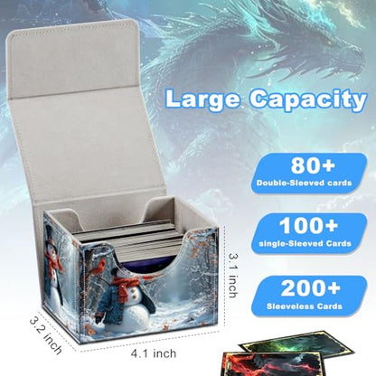 Snowman Deck Box for MTG Commander | Holds 100+ Double-Sleeved Cards | Strong Magnetic TCG Card Case for Collectible Games - color: Snowman