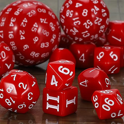 CiaraQ DND Polyhedral Dice Set (15pcs) D4-D100 Game Dice with Dice Bag | Acrylic Role Playing Dice for Dungeons and Dragons MTG Table Games (Red & White) - color: Red & White