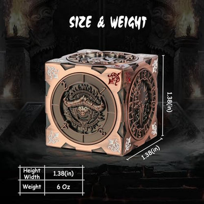 Spinner DND Dice Cube, DNDND 7-in-1 Spinning Dice Set with Gift Box for Dungeons and Dragons D&D Tabaltop Ideal Collector's Gift for Dungeon Masters (Copper) - color: Copper