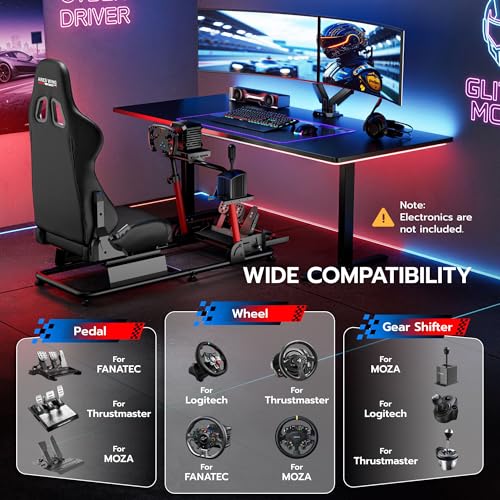 ARES WING Sim Racing Cockpit with Seat - Universal Cockpit Stand | Compatible with Fanatec, Thrustmaster, Logitech & Moza, for PS5, PS4, Xbox and PC, Not Included Wheel,Pedals & Shifter
