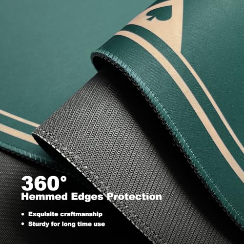 YUZPKRSI 47 Inch Round Poker Mat, Neoprene & Rubber, Texas Hold'em Poker Table Top Casino Card Games, Portable, Carrying Bag Included - color: 47 Inch Round Green