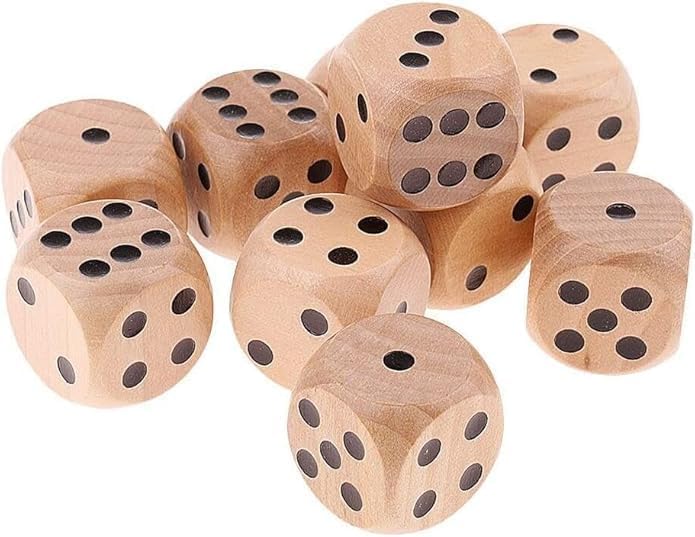 10Pcs Wooden D6 Dice Set, 20mm Round Corner, 6 Sided Gaming Dice for Adults Standard Game Dice