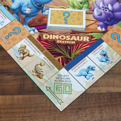 Hasbro Gaming Monopoly Junior Dinosaur Edition Game | Kids Board Games with Dino-Themed Toy Tokens | 2-4 Players for Boys & Girls | Ages 5+ (Amazon Exclusive)