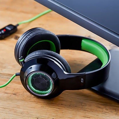 Edifier G4 USB Gaming Headset with Virtual 7.1 Surround Sound, Retractable Boom Microphone, LED Lights Mesh Open Back Adjustable Video Games for PC, Laptop, desktops - Green