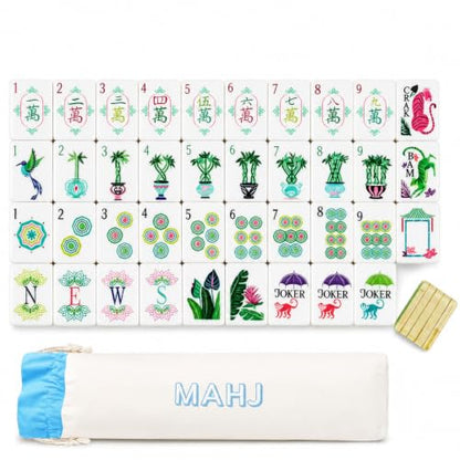 4 Layer Mahjong Tiles, 160 Pcs Premium Acrylic American Mahjong Set with Dice Bag, 13 Styles Available Clear Engraved Western Game for Adults Home Travel Parties & Social Games (07) - color: 07