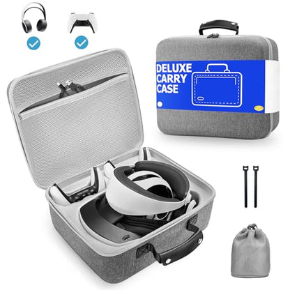 VORI Carrying Case for PSVR2 Gaming Headset and Touch Controllers Accessories, Portable Protection Hard Case for PS VR2 Controller, Suitable for Travel and Home Storage, Grey