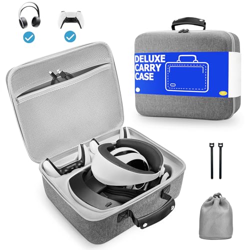 VORI Carrying Case for PSVR2 Gaming Headset and Touch Controllers Accessories, Portable Protection Hard Case for PS VR2 Controller, Suitable for Travel and Home Storage, Grey