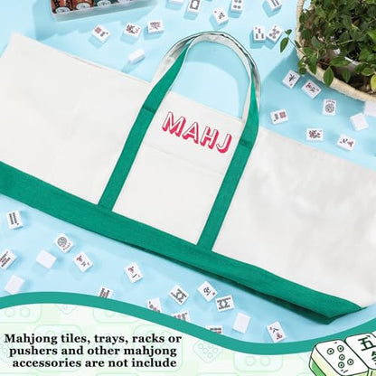 Mahjong Bag for Tiles and Racks Empty American Mahjong Tiles Carrying Tote 31.5 x 12 x 4 Inches Canvas Tile Games Accessories Gifts for Card Pushers Rack Mat Carrying (Case Only)(Green) - color: Green
