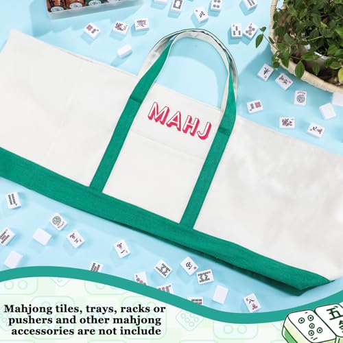 Mahjong Bag for Tiles and Racks Empty American Mahjong Tiles Carrying Tote 31.5 x 12 x 4 Inches Canvas Tile Games Accessories Gifts for Card Pushers Rack Mat Carrying (Case Only)(Green) - color: Green