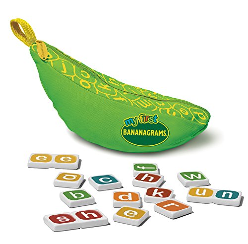 Bananagrams My First, Lowercase Letter Word Game for Ages 4+ | Combo-letter tiles build early spelling & phonics skills; word game for pre-readers and kids ages 4+ - style: My First