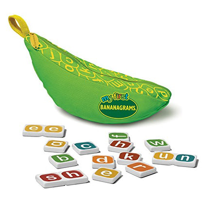 Bananagrams My First, Lowercase Letter Word Game for Ages 4+ | Combo-letter tiles build early spelling & phonics skills; word game for pre-readers and kids ages 4+ - style: My First