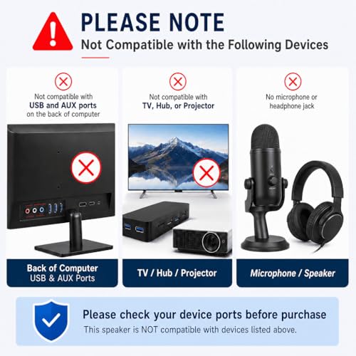 Cirqon Computer Speakers for Desktop PC, Easy Volume Knob, Sturdy Clamp, Clear Loud Sound, Laptop Speakers with Compact Design, USB/USB C Adapter for Power and Audio(Black)