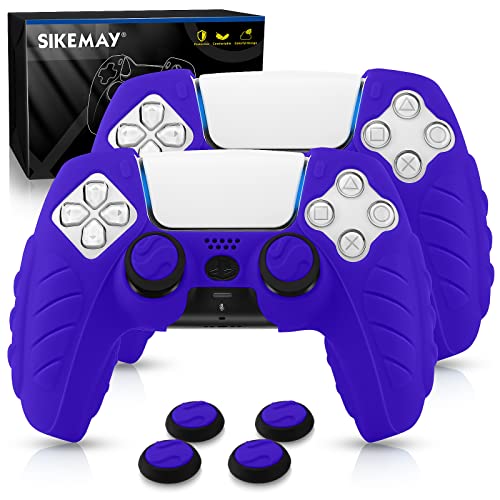 SIKEMAY PS5 Controller Cover, 2Pcs Anti-Slip PS5 Controller Skin with 4 Grips, Soft Silicone Protective Case for PS5 Controller, PS5 Controller Skin for Wireless Controller (Purple)