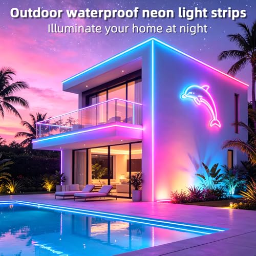 segrass 132ft RGB LED neon Rope Lights LED neon Strip Lights Waterproof Flexible Neon LED Strip Lights,Led Lights for Bedroom(2 Rolls of 75ft) - size: 132FT