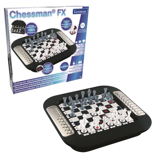 Lexibook Chessman® FX, Electronic Chess Game with Tactile Keyboard and Light and Sound Effects, 32 Pieces, 64 Levels of Difficulty, Family Board Game, Black/Grey, CG1335 - style: CG1335