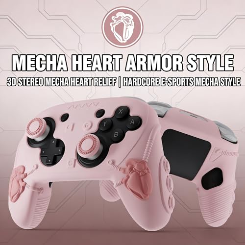 Steelheart Mecha Controller Cover, Non-Slip Soft Silicone Skin for Nintendo Switch 2 Pro, with Thumb Grips (Blush Pink) - color: Blush Pink