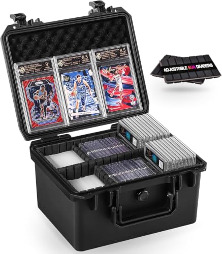 Card Cases for Sports Trading Graded Cards Holder Storage Organizer Box | Waterproof Hard Case Organizer for Baseball Slab PSA BCW MTG TCG Zion Top Loader Rigid Magnetic Card Sleeve with Adj-Dividers - color: 6 Adj-Zones/ Fits H≤5.6" Card&Sleeve