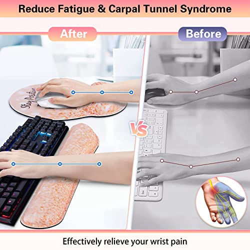 Mouse Pad with Wrist Rest, Canjoy 3-in-1 Keyboard Wrist Rest + Mousepad Set | Keyboard Wrist Rest + Ergonomic Mouse Pad + Coaster, Gel Wrist Rest for Computer Keyboard, Easy Typing & Pain Relief - color: Champagne-3pc