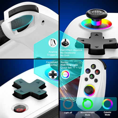 Joso Mobile Gaming Controller for iPhone/iPad/Tablet, Android Wireless Controller with Hall Effects Joysticks, Support PC/Switch, Play Cloud Games/PS Remote Play/COD/Genshin Impact & More - White - color: White