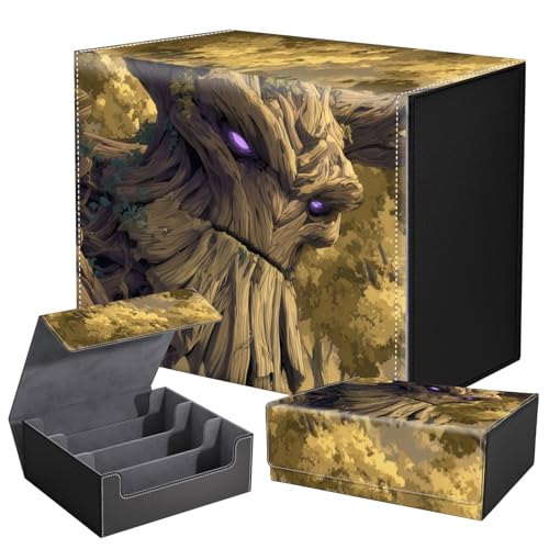 DEGDFSGR Card Game Storage Box for TCG MTG Commander Deck Box MTG Card Box Organizer Trading Card Case Magnetic Closure Creative Pattern Up to 2400 Cards, Golden Tree Spirit - color: Golden Tree Spirit